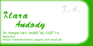 klara andody business card